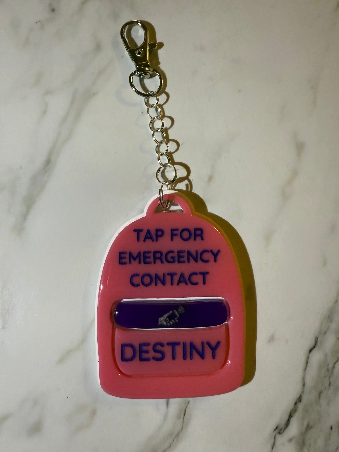 Emergency Contact Backpack Keychains